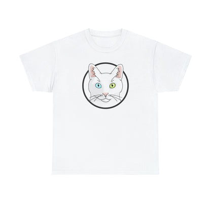 White DSH Cat Circle | T-shirt - Detezi Designs-31649556865430799305