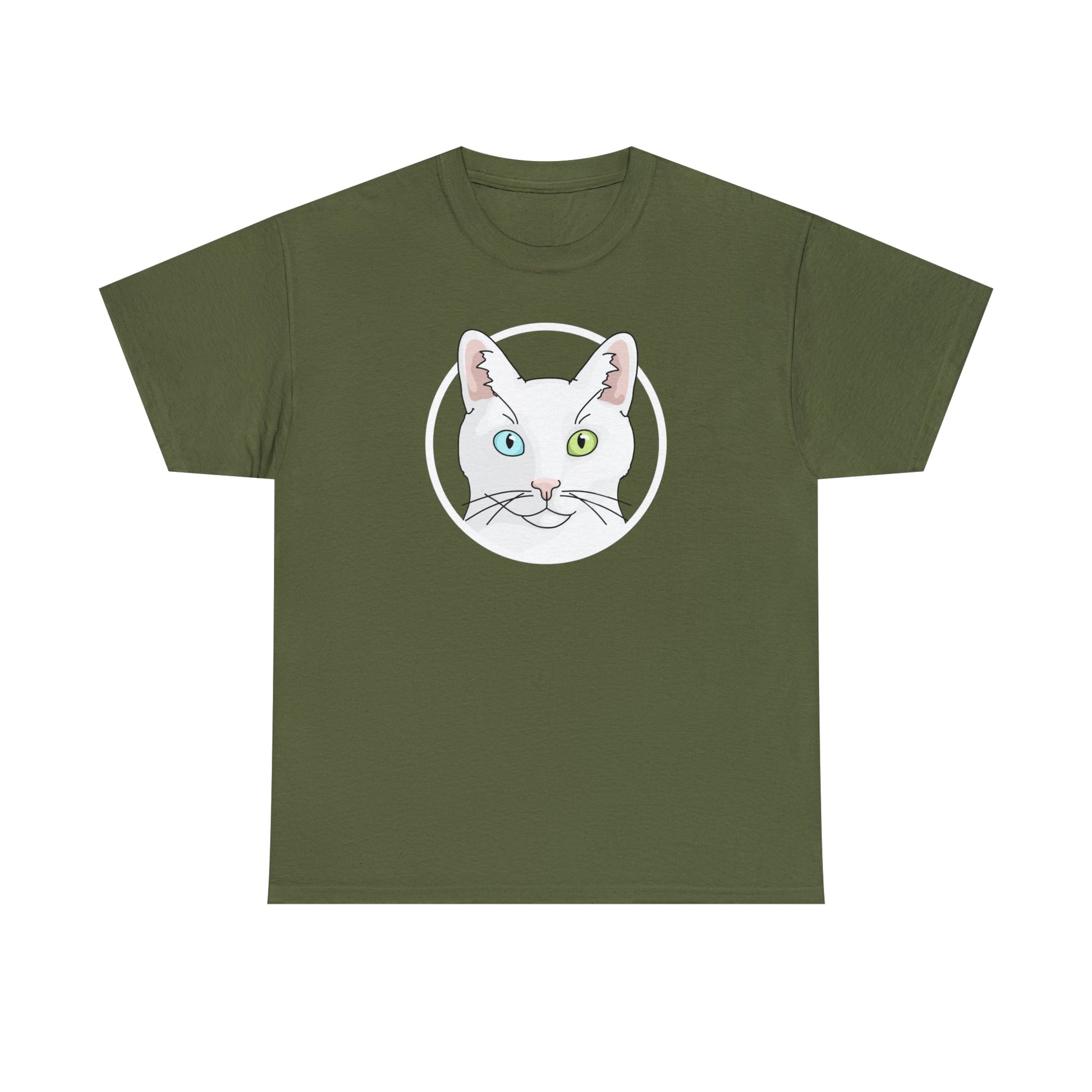 White DSH Cat Circle | T-shirt - Detezi Designs-61012681153835953868