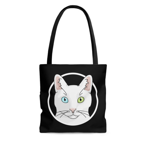 White DSH Cat Circle | Tote Bag - Detezi Designs-68192195593796263386