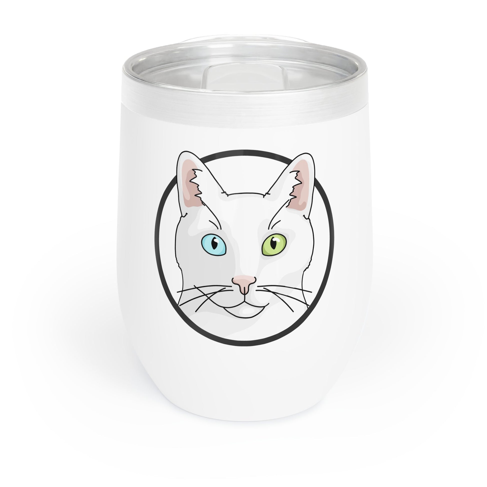 White DSH Cat Circle | Wine Tumbler - Detezi Designs-16530278855999865646