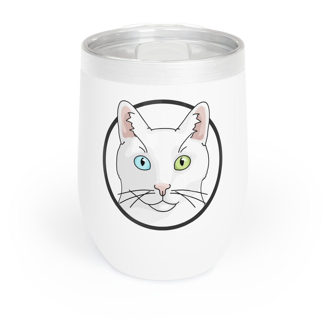 White DSH Cat Circle | Wine Tumbler - Detezi Designs-16530278855999865646