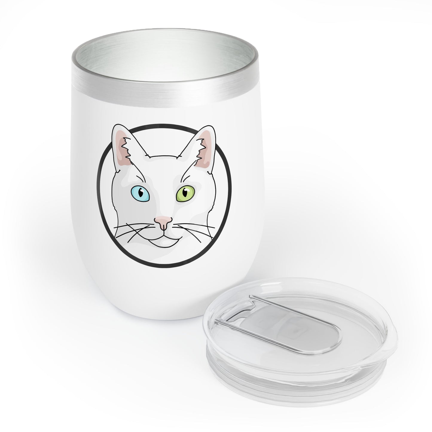 White DSH Cat Circle | Wine Tumbler - Detezi Designs-16530278855999865646