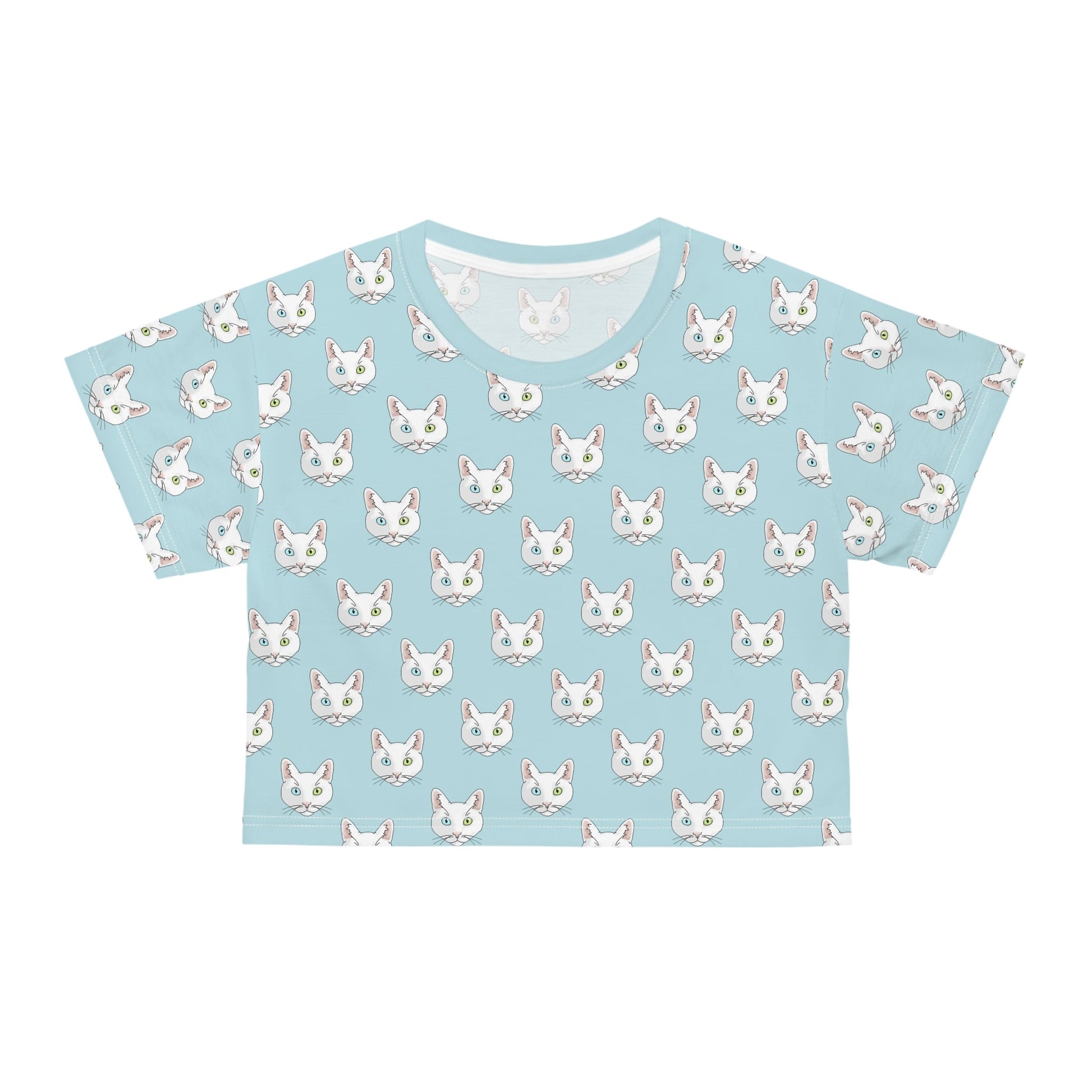 White DSH Cat | Crop Tee - Detezi Designs-GR001