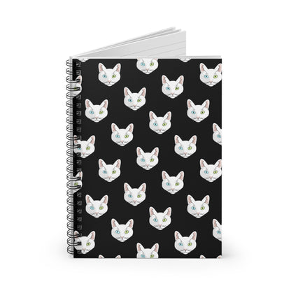 White DSH Cat Faces | Spiral Notebook - Detezi Designs-82596805067433326110