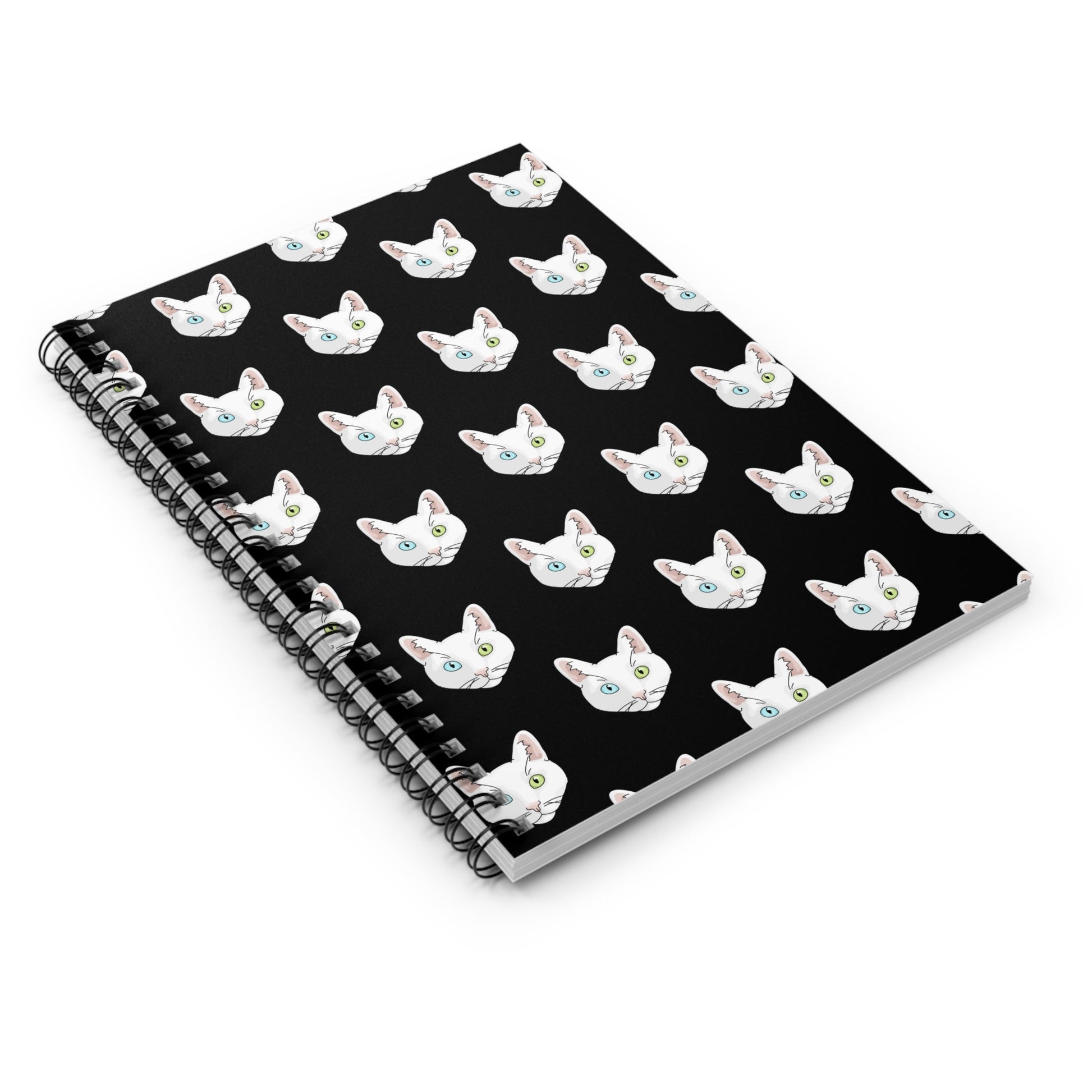 White DSH Cat Faces | Spiral Notebook - Detezi Designs-82596805067433326110