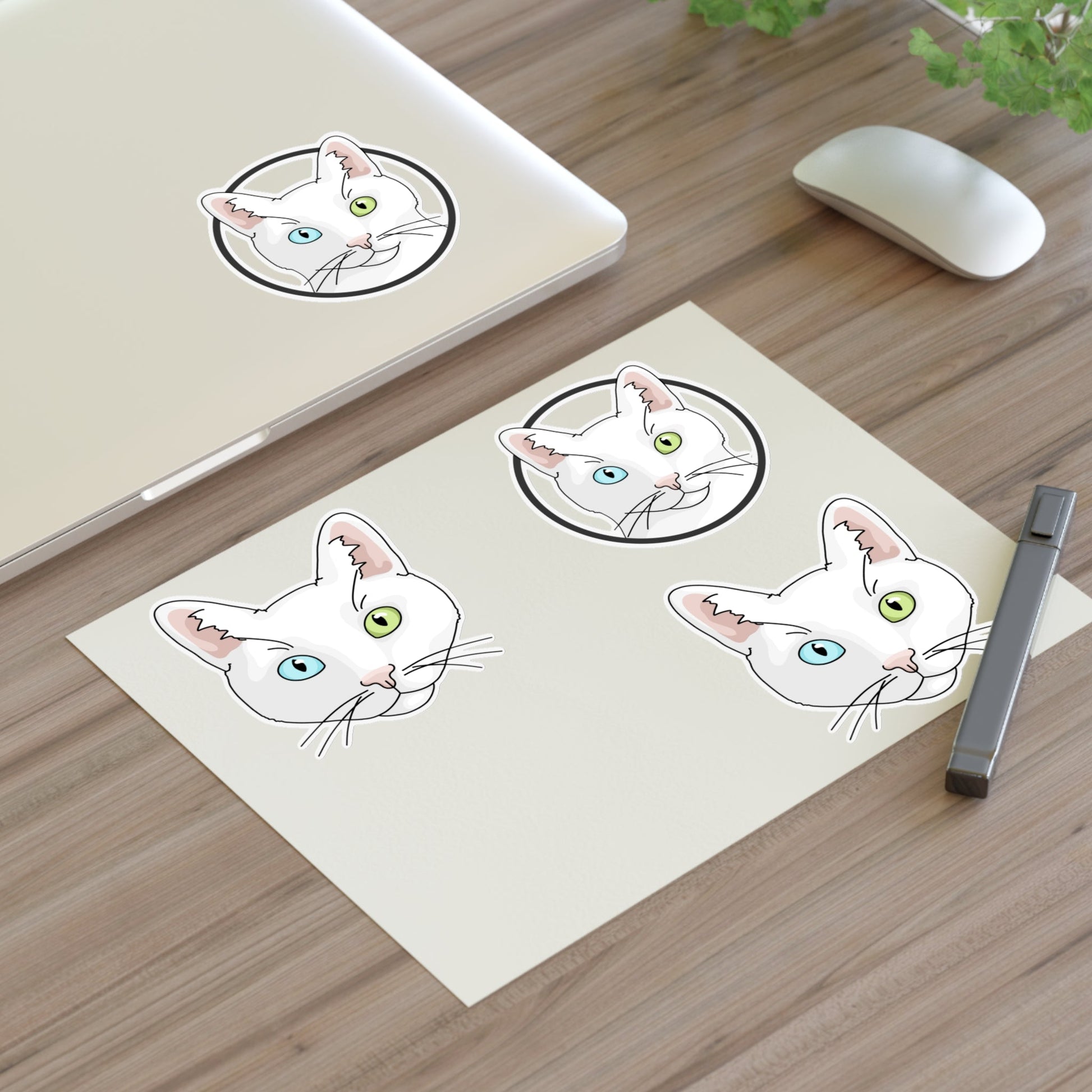 White DSH Cat | Sticker Sheet - Detezi Designs-15252987751851711966