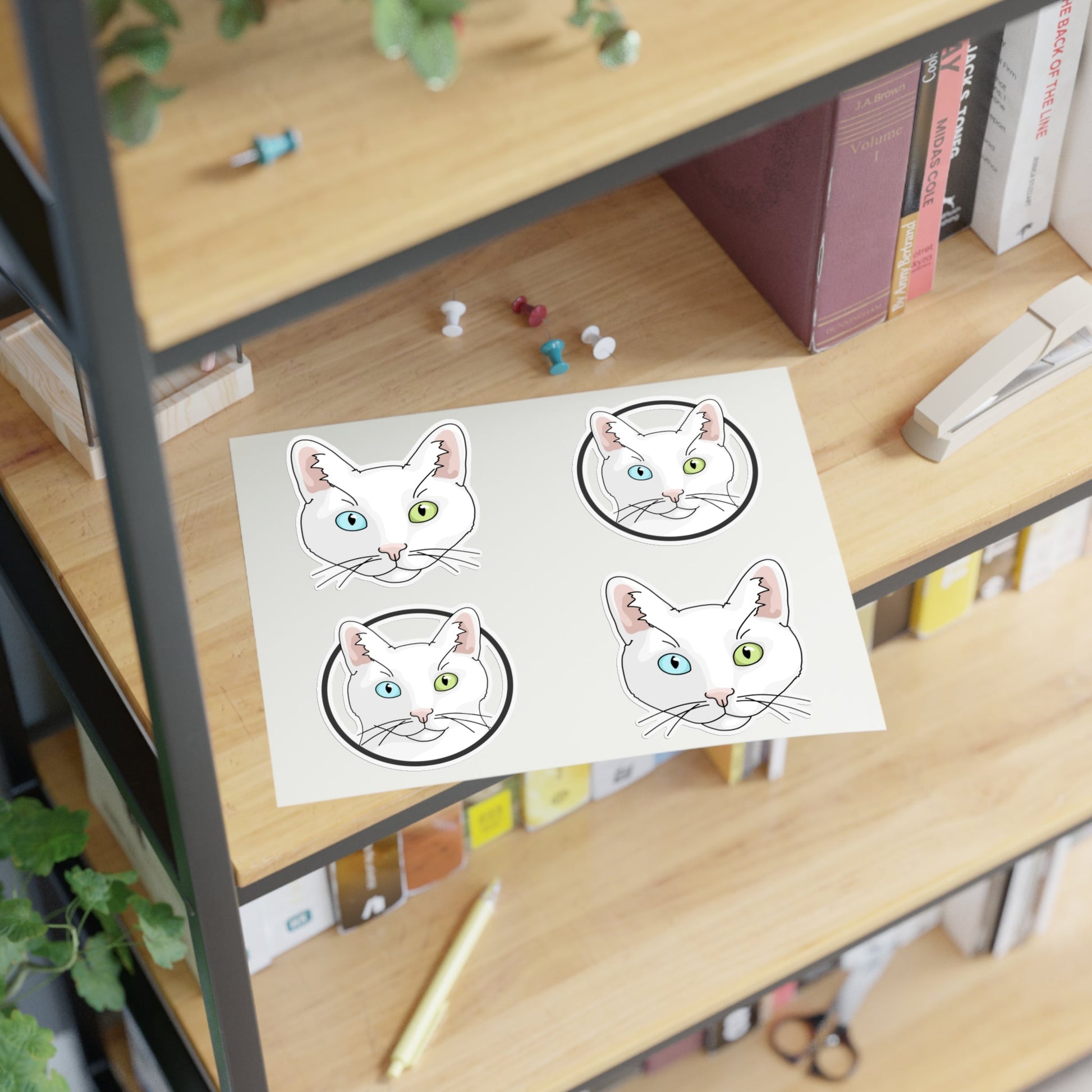 White DSH Cat | Sticker Sheet - Detezi Designs-15252987751851711966