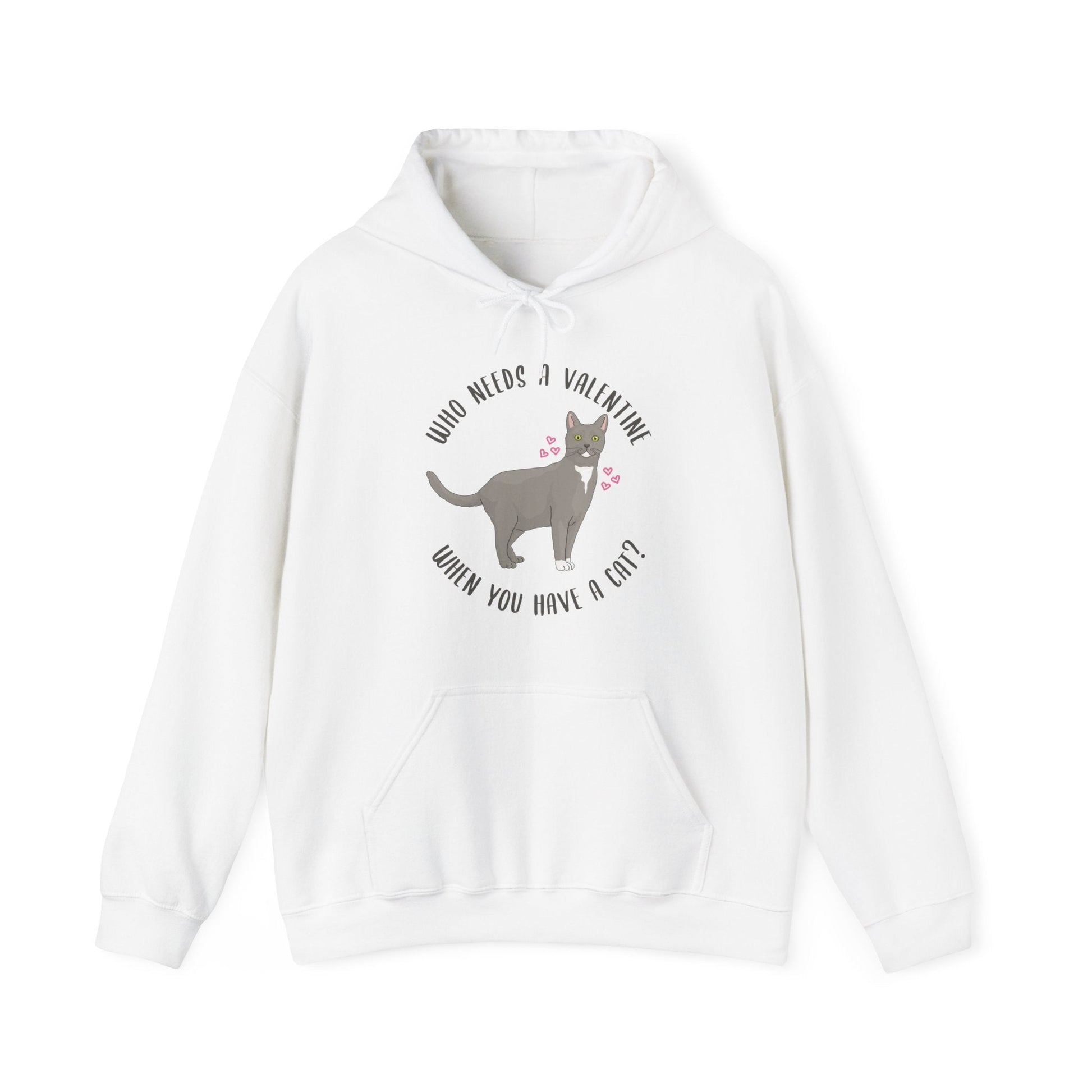 Who Needs A Valentine When You Have A Cat? | Hooded Sweatshirt - Detezi Designs-12006011655794955093