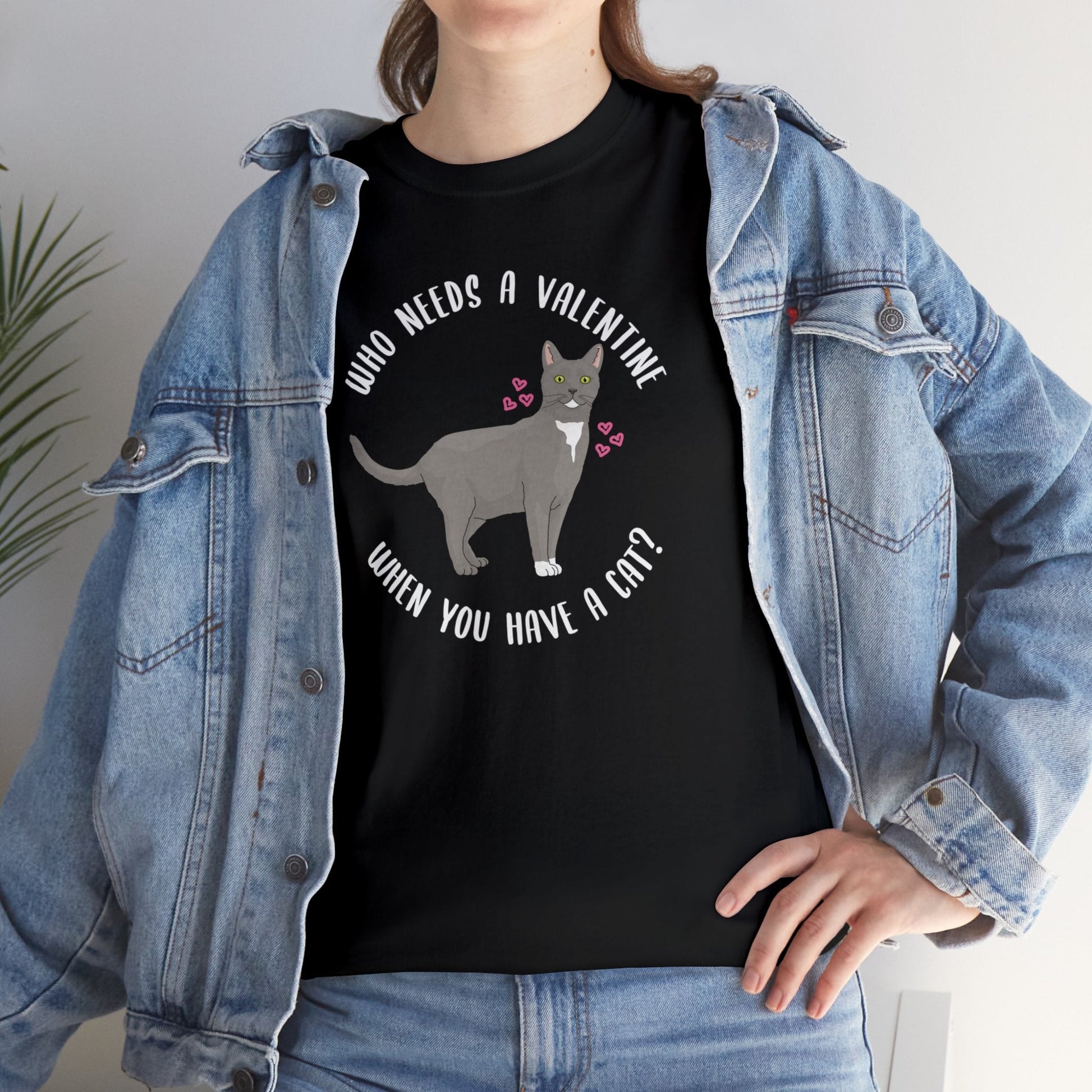 Who Needs A Valentine When You Have A Cat? | T-shirt - Detezi Designs-11482044204022929858