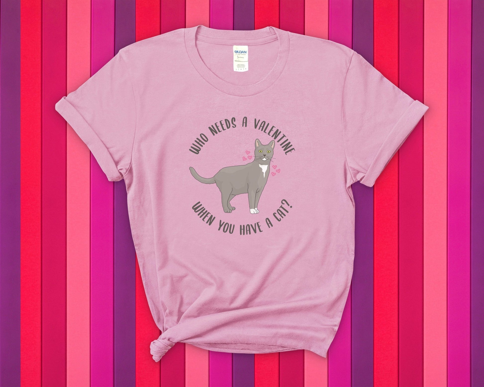 Who Needs A Valentine When You Have A Cat? | T-shirt - Detezi Designs-97939592288859164757