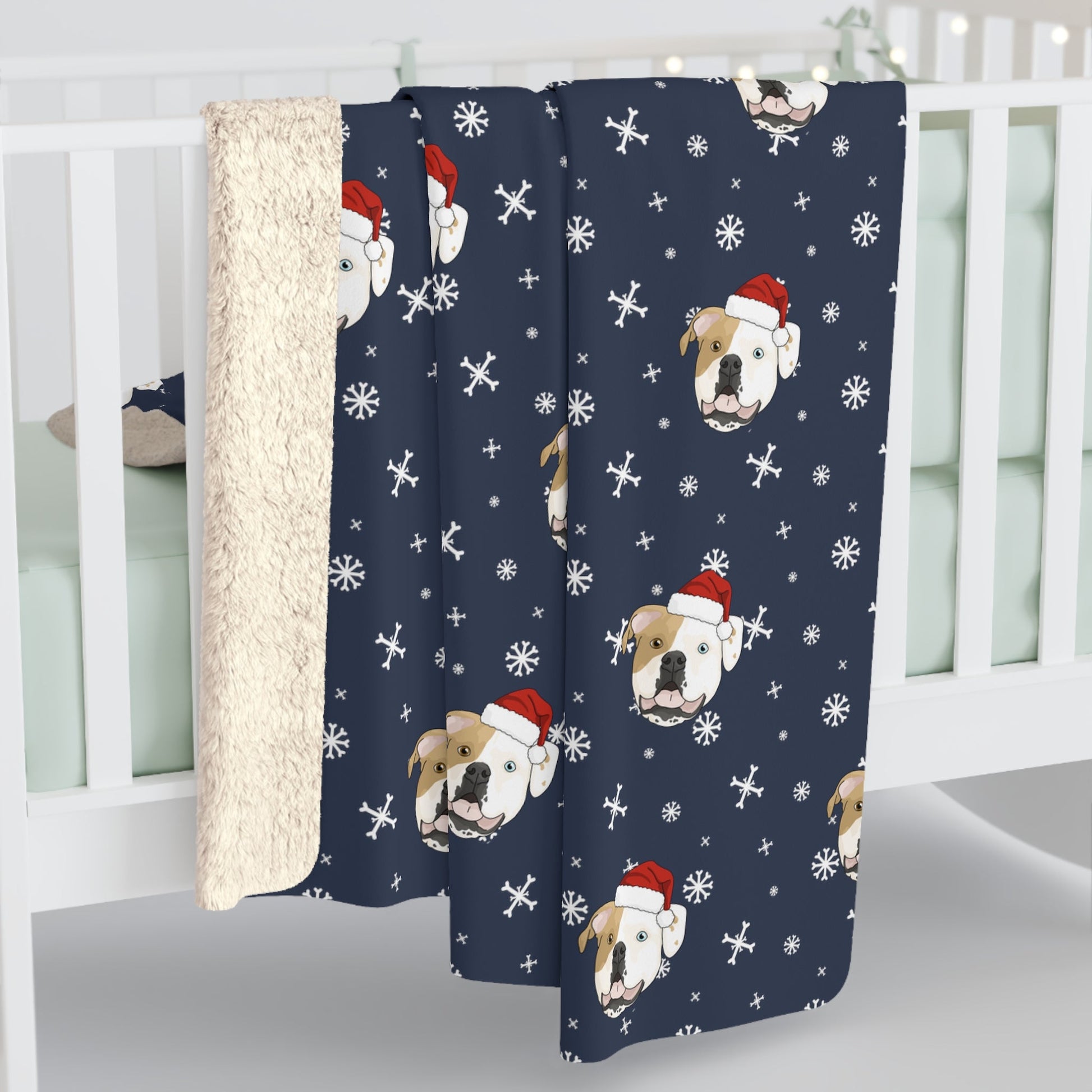 Winter American Bulldog Blanket | Sherpa Fleece - Detezi Designs-31901392377905100266