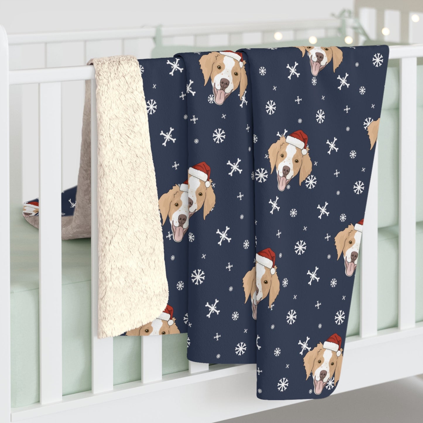 Winter Brittany Spaniel Blanket | Sherpa Fleece - Detezi Designs-10336107054871508806