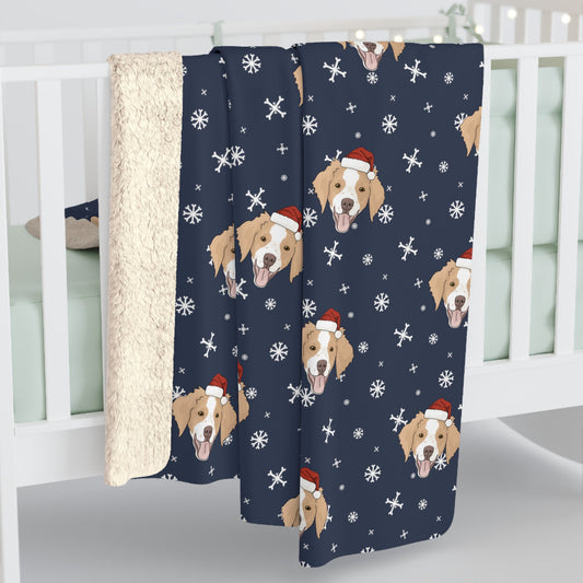 Winter Brittany Spaniel Blanket | Sherpa Fleece - Detezi Designs-12563530930203120332