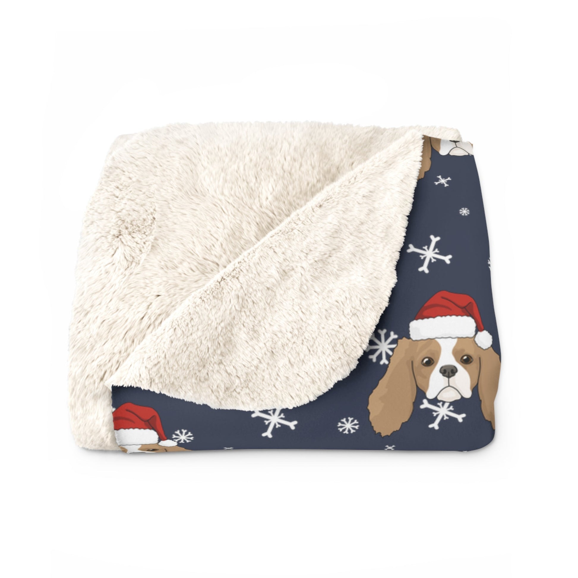 Winter Cavalier King Charles Spaniel Blanket | Sherpa Fleece - Detezi Designs-18993477905278817963