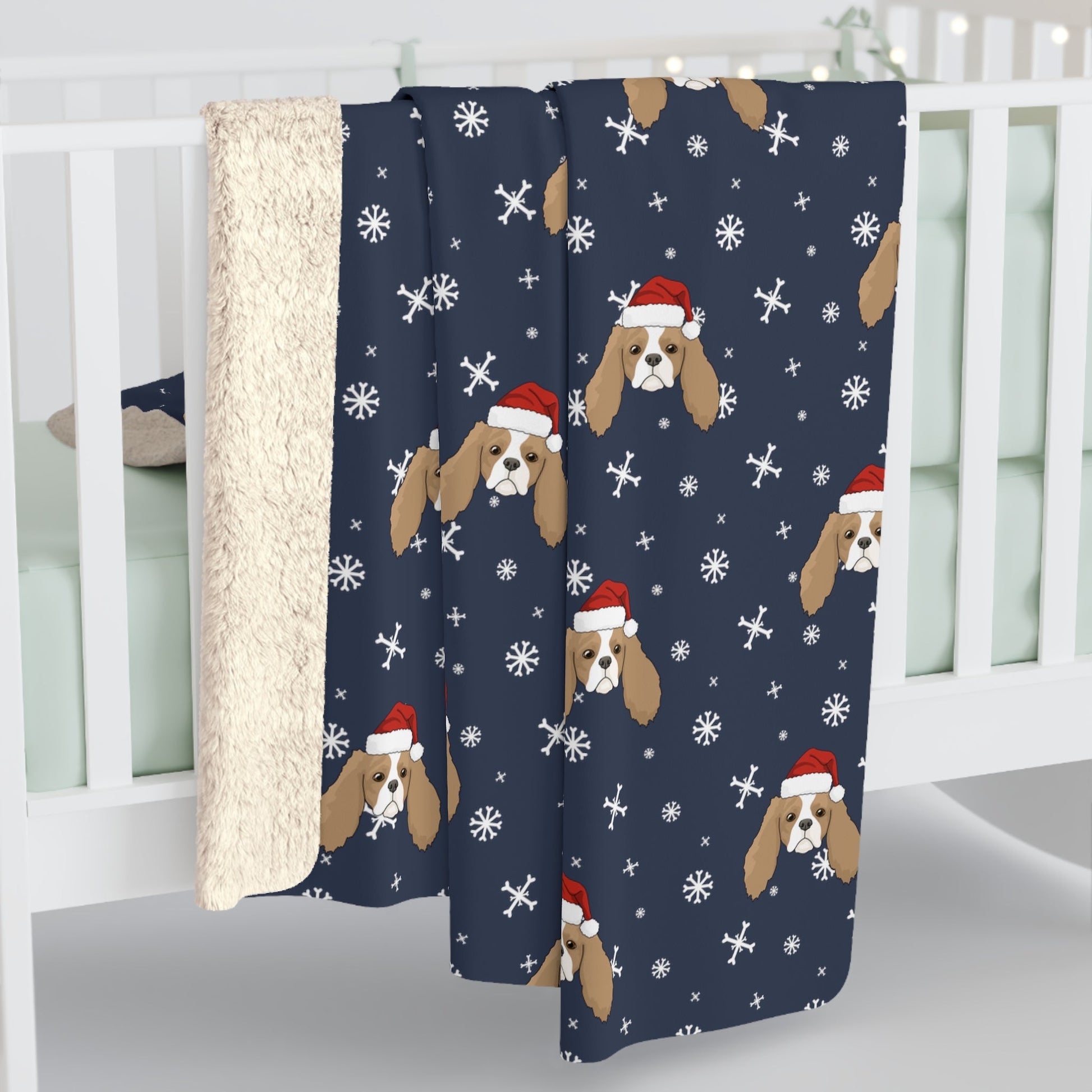 Winter Cavalier King Charles Spaniel Blanket | Sherpa Fleece - Detezi Designs-35636447394340440952