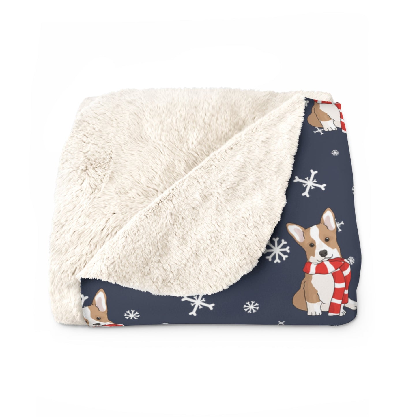 Winter Corgi Puppy Blanket | Sherpa Fleece - Detezi Designs-21059061493361481978