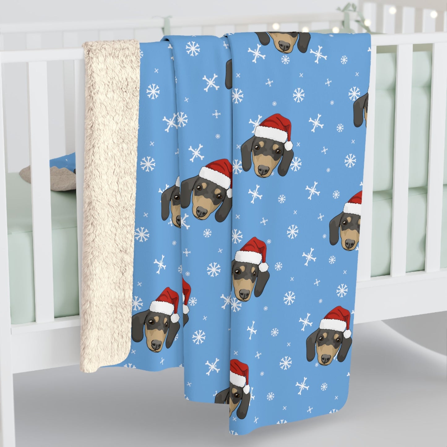 Winter Dachshund Blanket | Sherpa Fleece - Detezi Designs-12862938892730198784