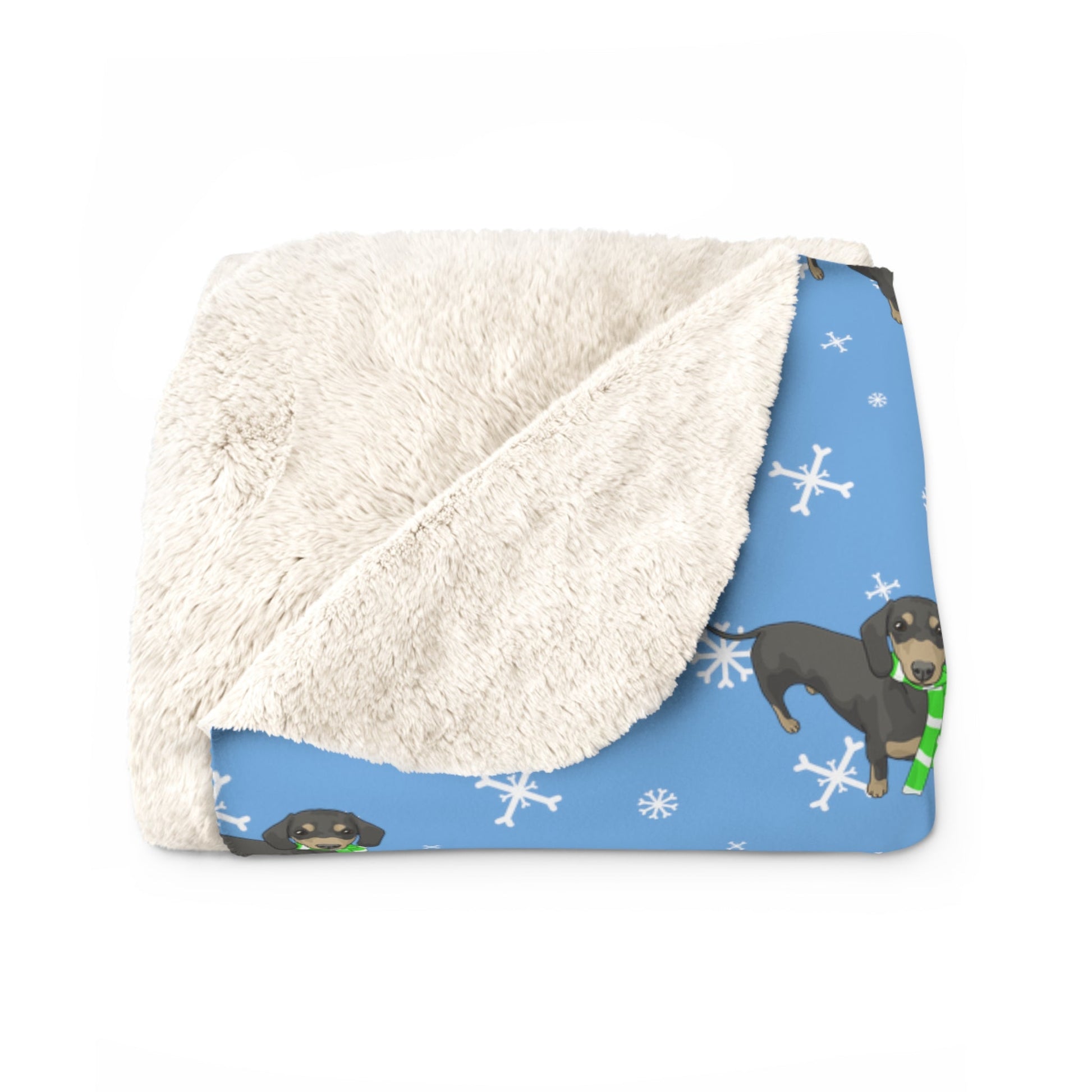 Winter Dachshund Scarf Blanket | Sherpa Fleece - Detezi Designs-17536380698151115319