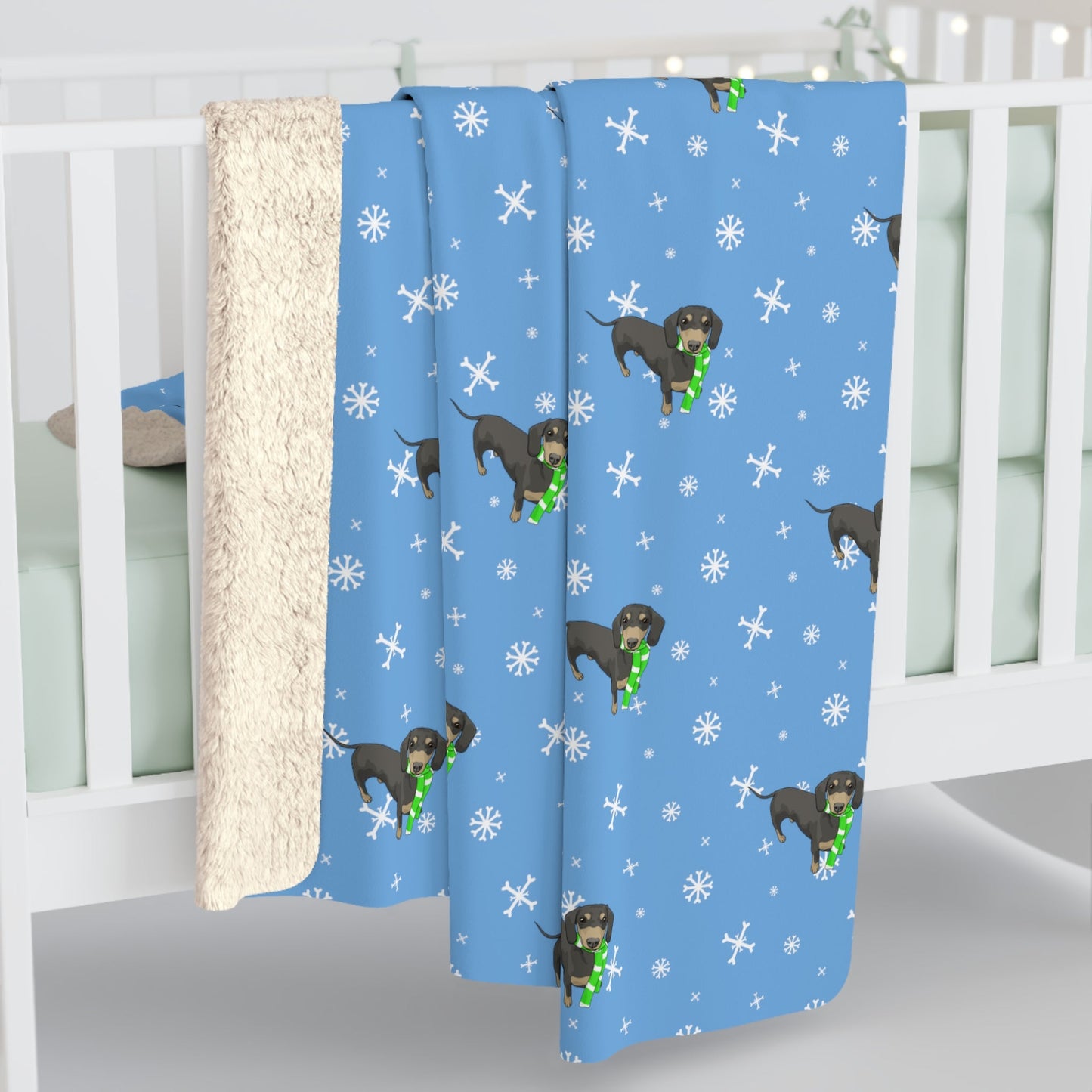 Winter Dachshund Scarf Blanket | Sherpa Fleece - Detezi Designs-18185718991245676941