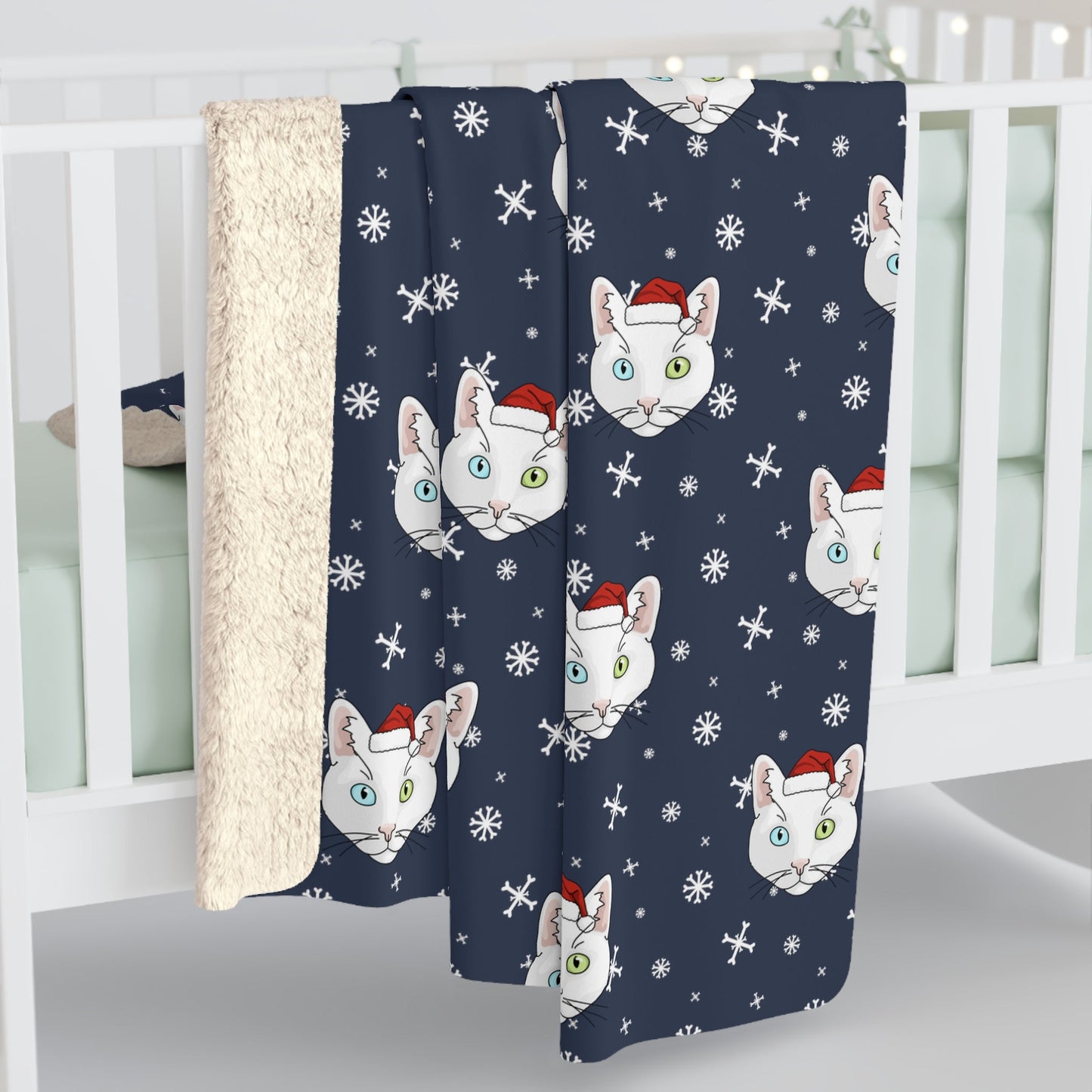 Winter DSH White Cat Blanket | Sherpa Fleece - Detezi Designs-62969587920959788861
