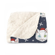 Load image into Gallery viewer, Winter DSH White Cat Blanket | Sherpa Fleece - Detezi Designs-96244003324203463679
