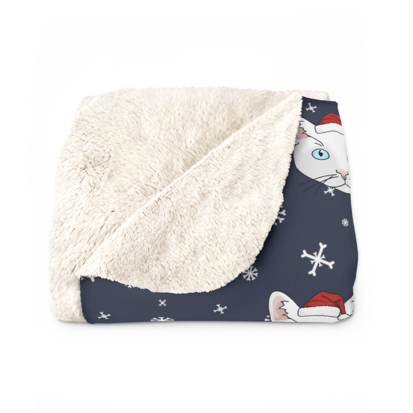 Winter DSH White Cat Blanket | Sherpa Fleece - Detezi Designs-96244003324203463679