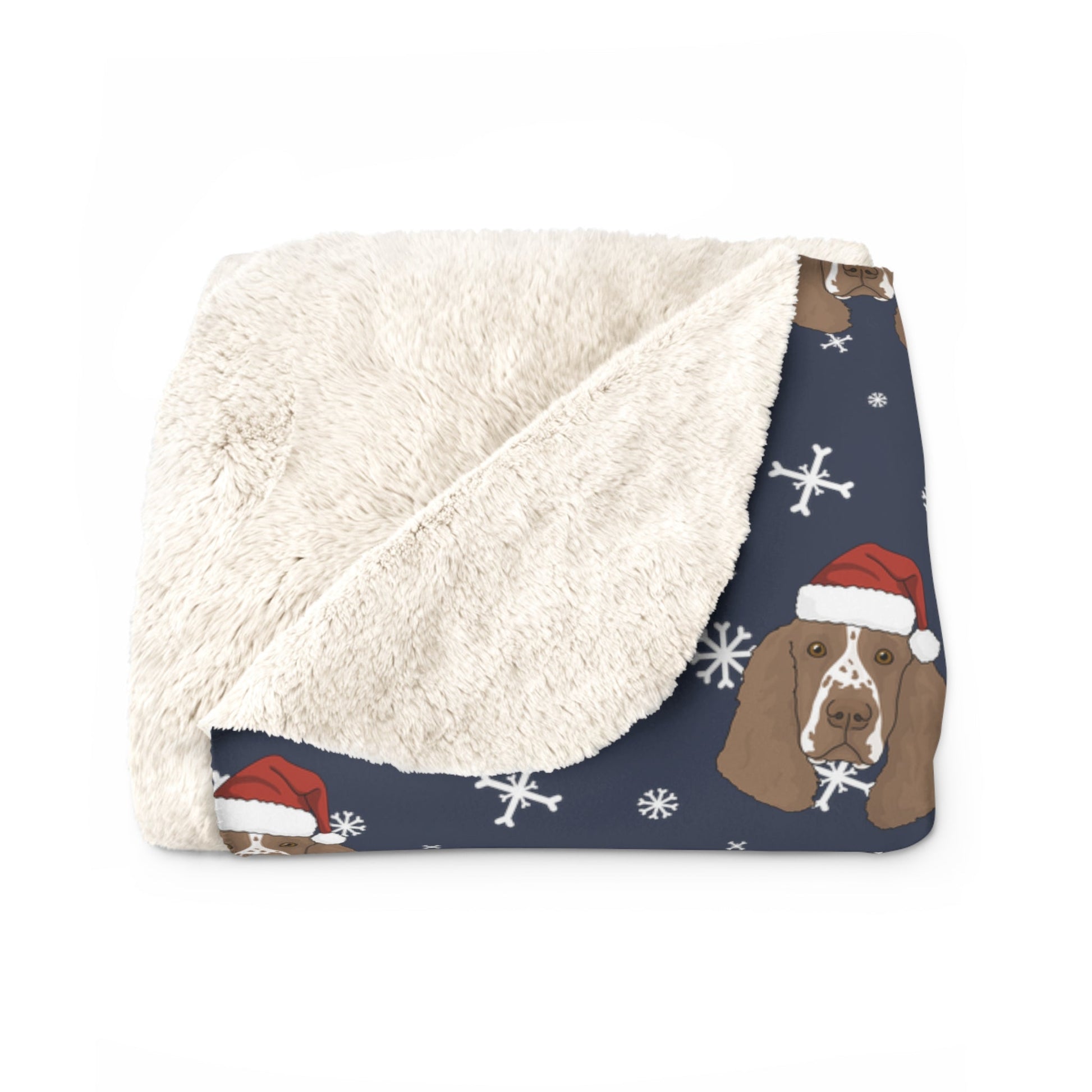 Winter English Springer Spaniel Blanket | Sherpa Fleece - Detezi Designs-25739598870699131779