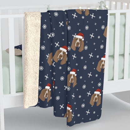 Winter English Springer Spaniel Blanket | Sherpa Fleece - Detezi Designs-33642848952652197254