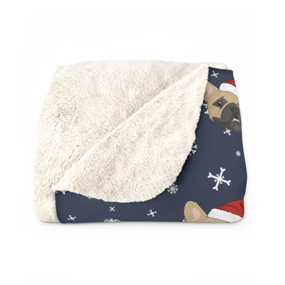 Winter French Bulldog Blanket | Sherpa Fleece - Detezi Designs-31069584541777666340