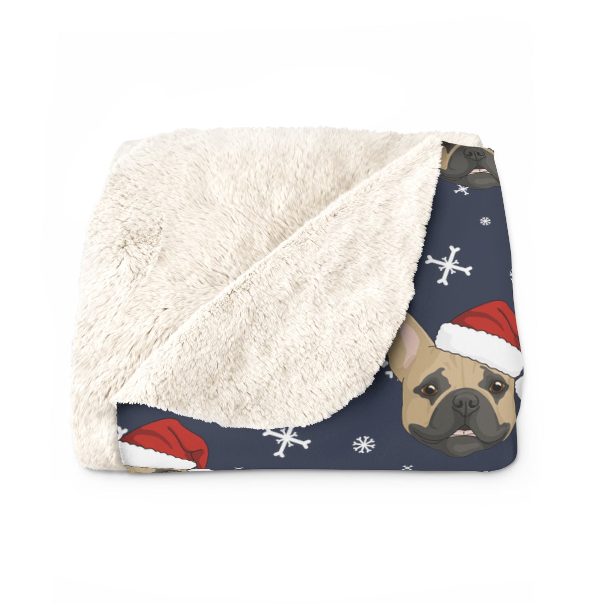 Winter French Bulldog Blanket | Sherpa Fleece - Detezi Designs-31069584541777666340