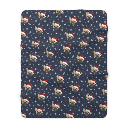 Winter French Bulldog Blanket | Sherpa Fleece - Detezi Designs-31069584541777666340