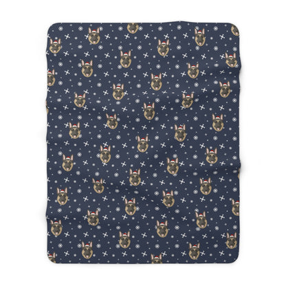 Winter German Shepherd Dog Blanket | Sherpa Fleece - Detezi Designs-20126666927952152711