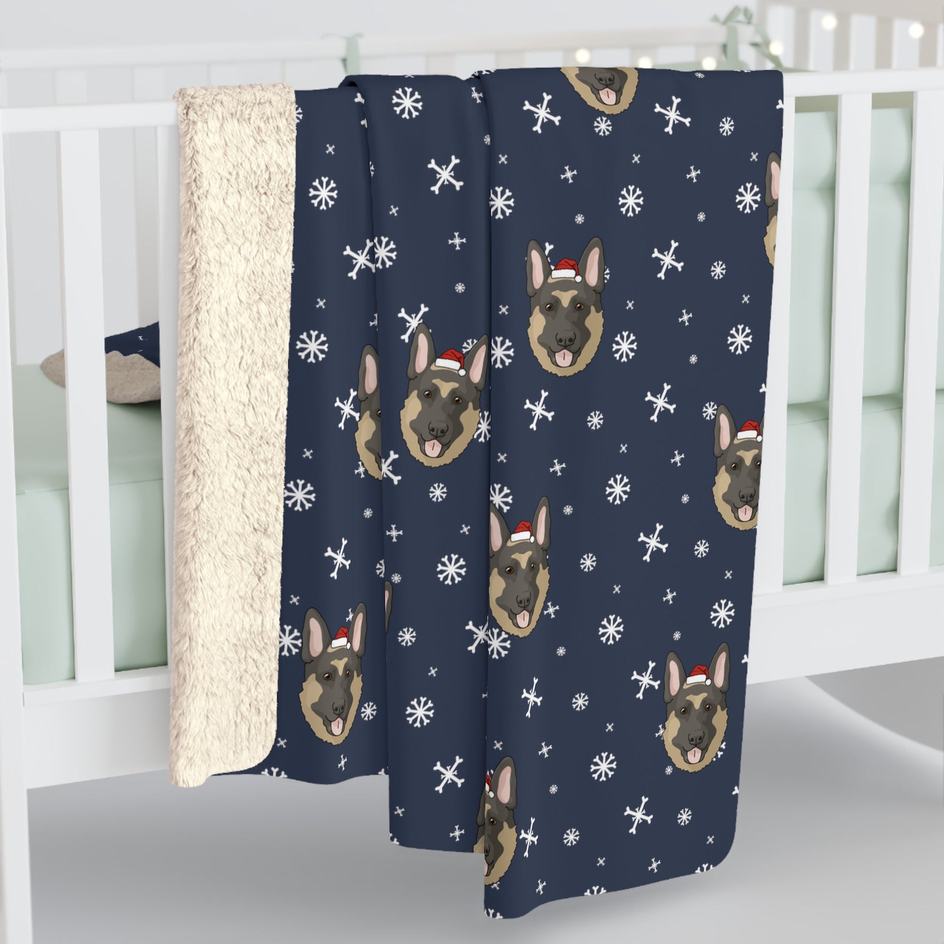 Winter German Shepherd Dog Blanket | Sherpa Fleece - Detezi Designs-54502422328412733936