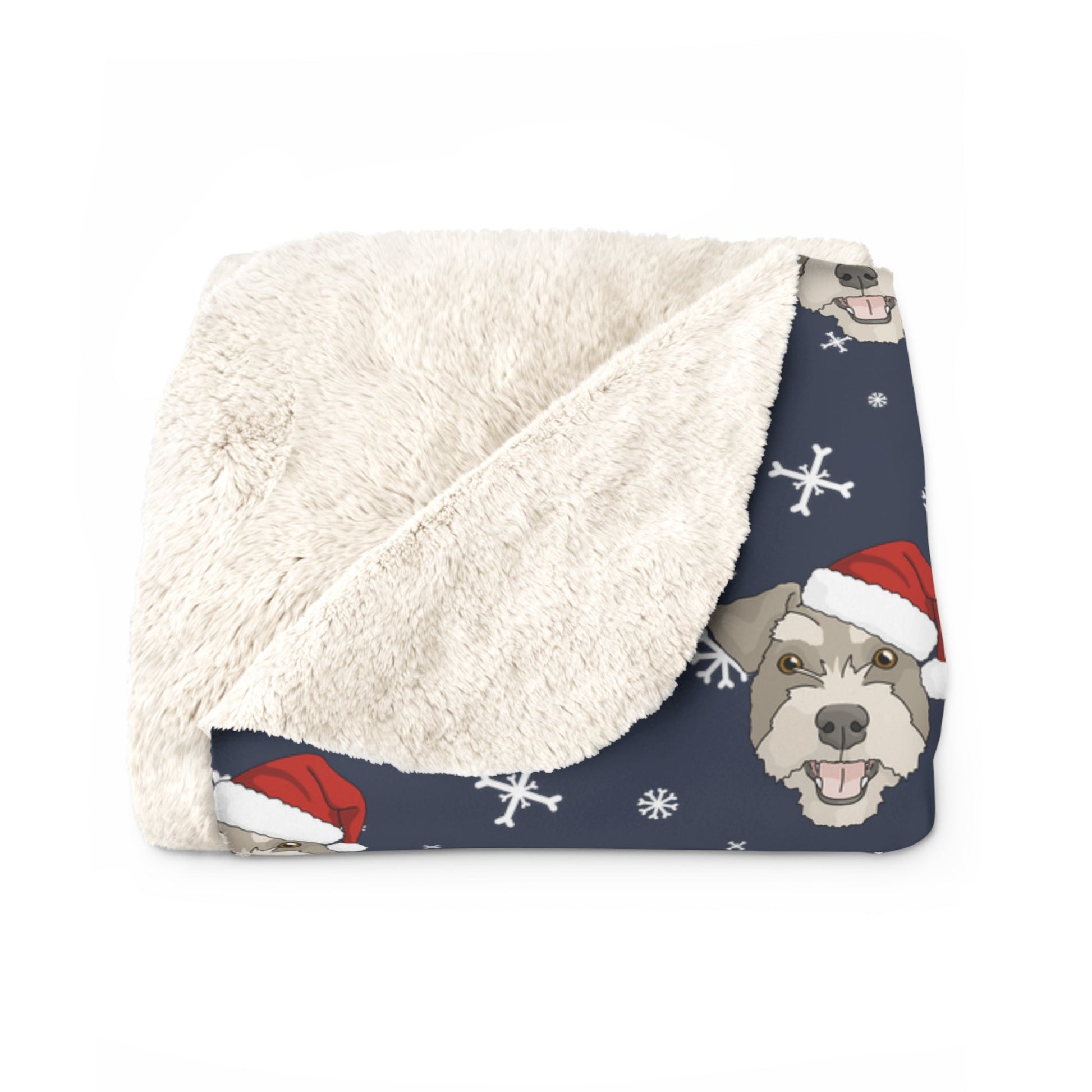 Winter Miniature Schnauzer Blanket | Sherpa Fleece - Detezi Designs-16179500721312318466