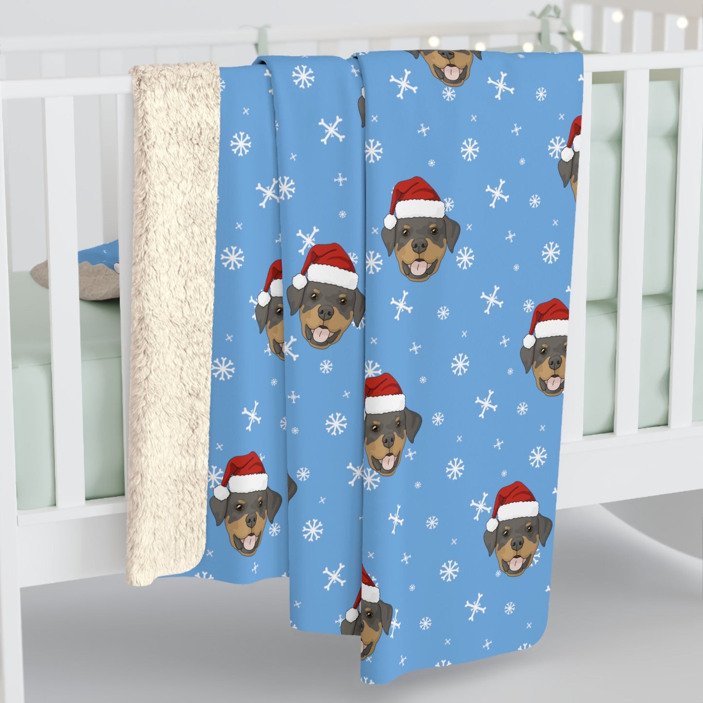 Winter Rottweiler Blanket | Sherpa Fleece - Detezi Designs-22337801911068132821