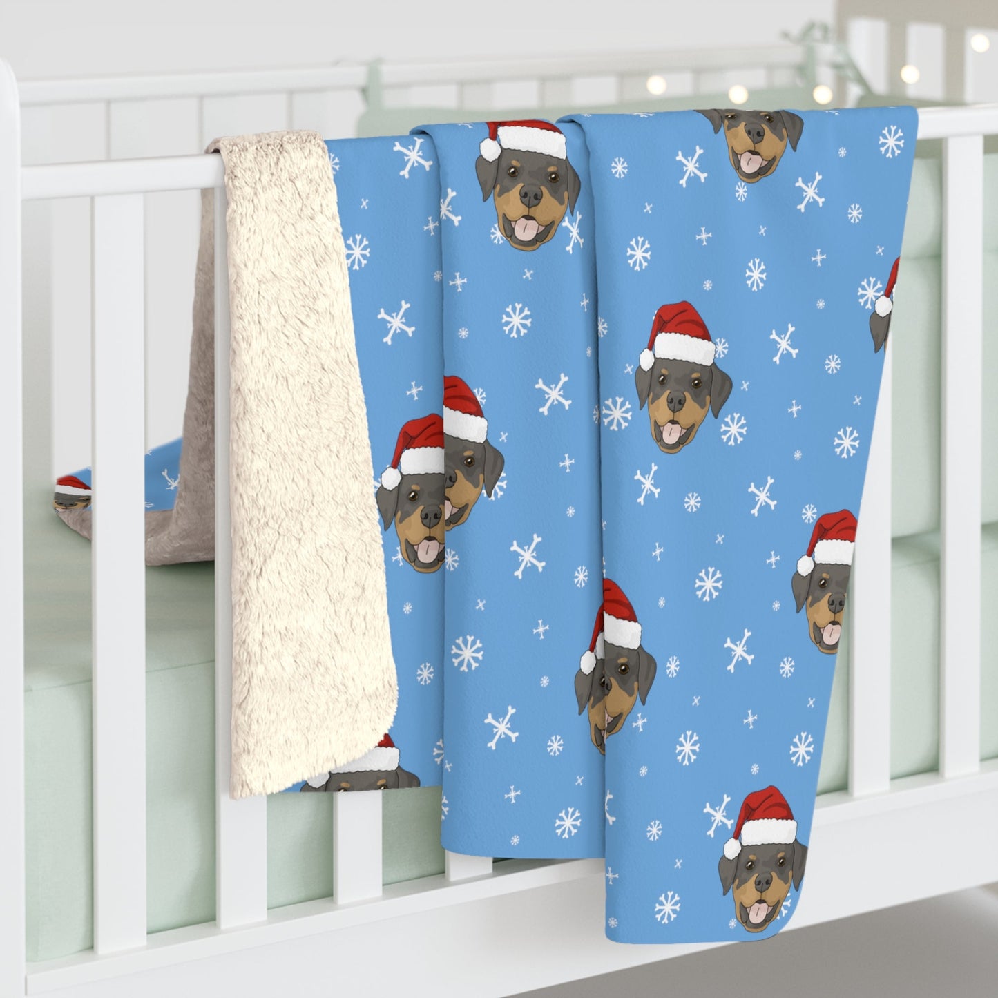 Winter Rottweiler Blanket | Sherpa Fleece - Detezi Designs-37355903245490295760