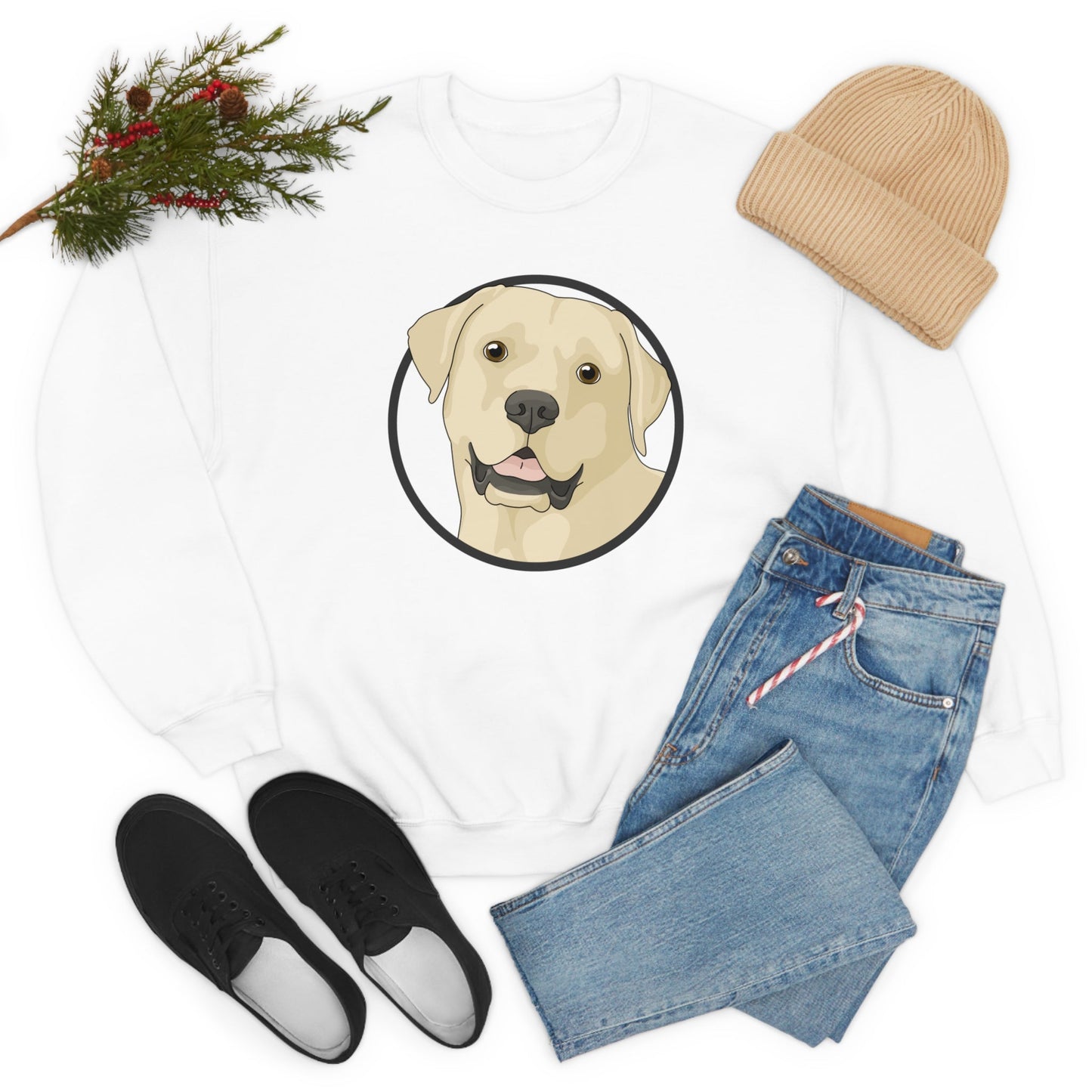 Yellow Labrador Retriever Circle | Crewneck Sweatshirt - Detezi Designs-23358271017325365562