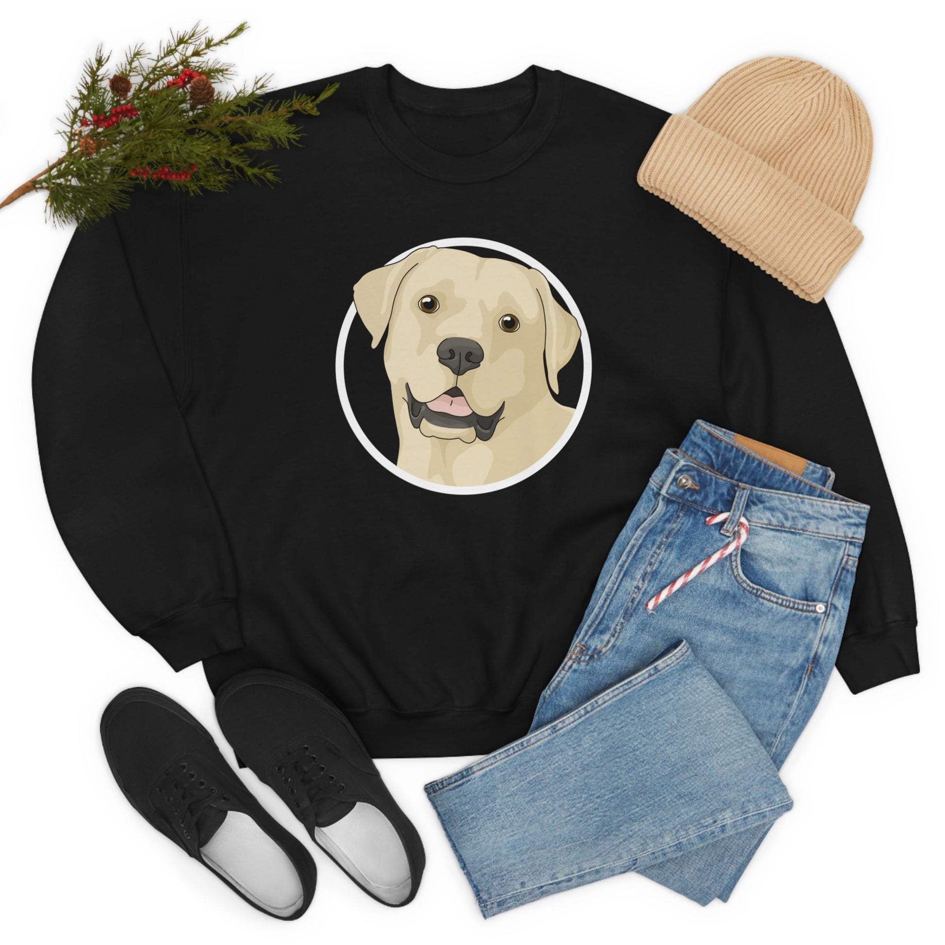 Yellow Labrador Retriever Circle | Crewneck Sweatshirt - Detezi Designs-23358271017325365562