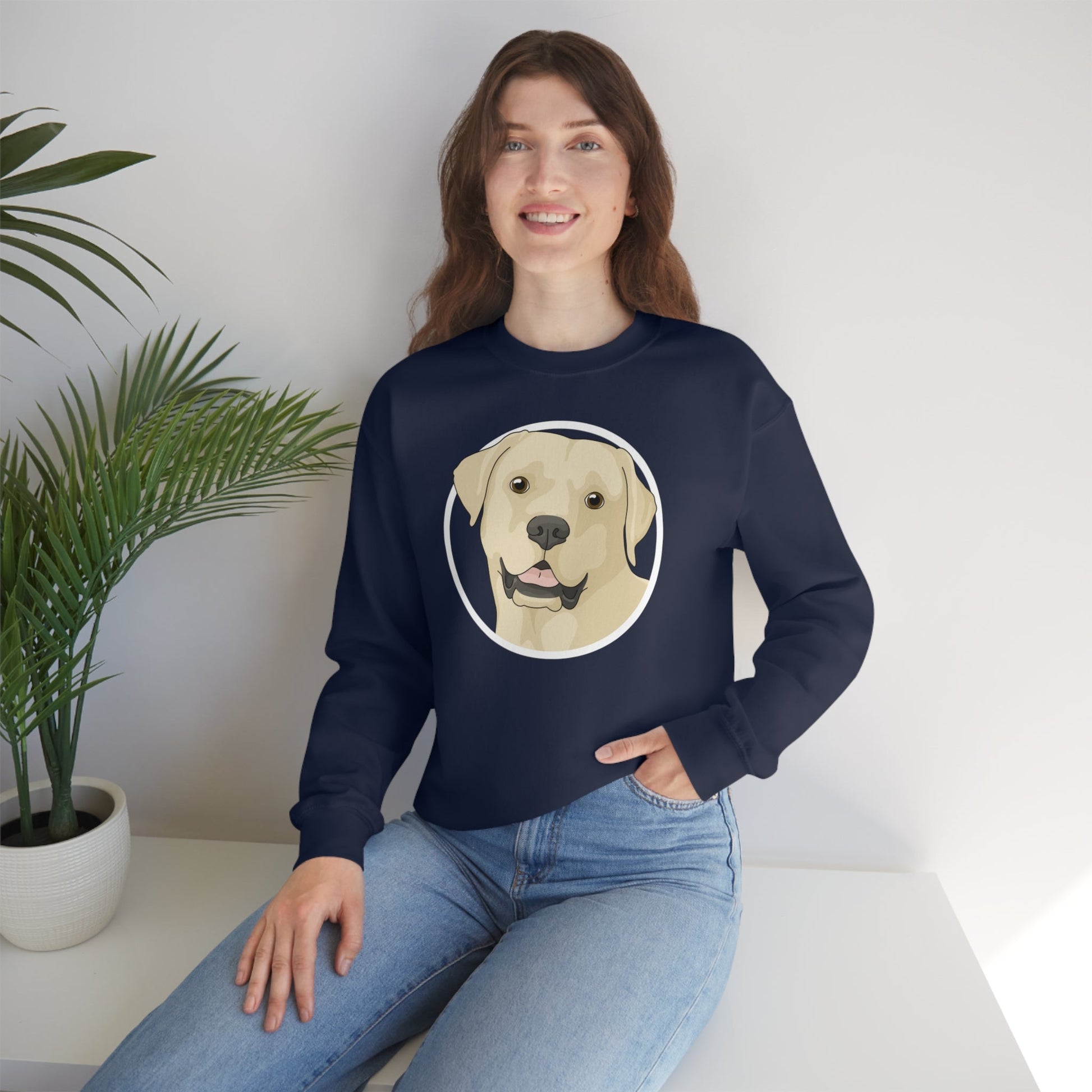 Yellow Labrador Retriever Circle | Crewneck Sweatshirt - Detezi Designs-23358271017325365562