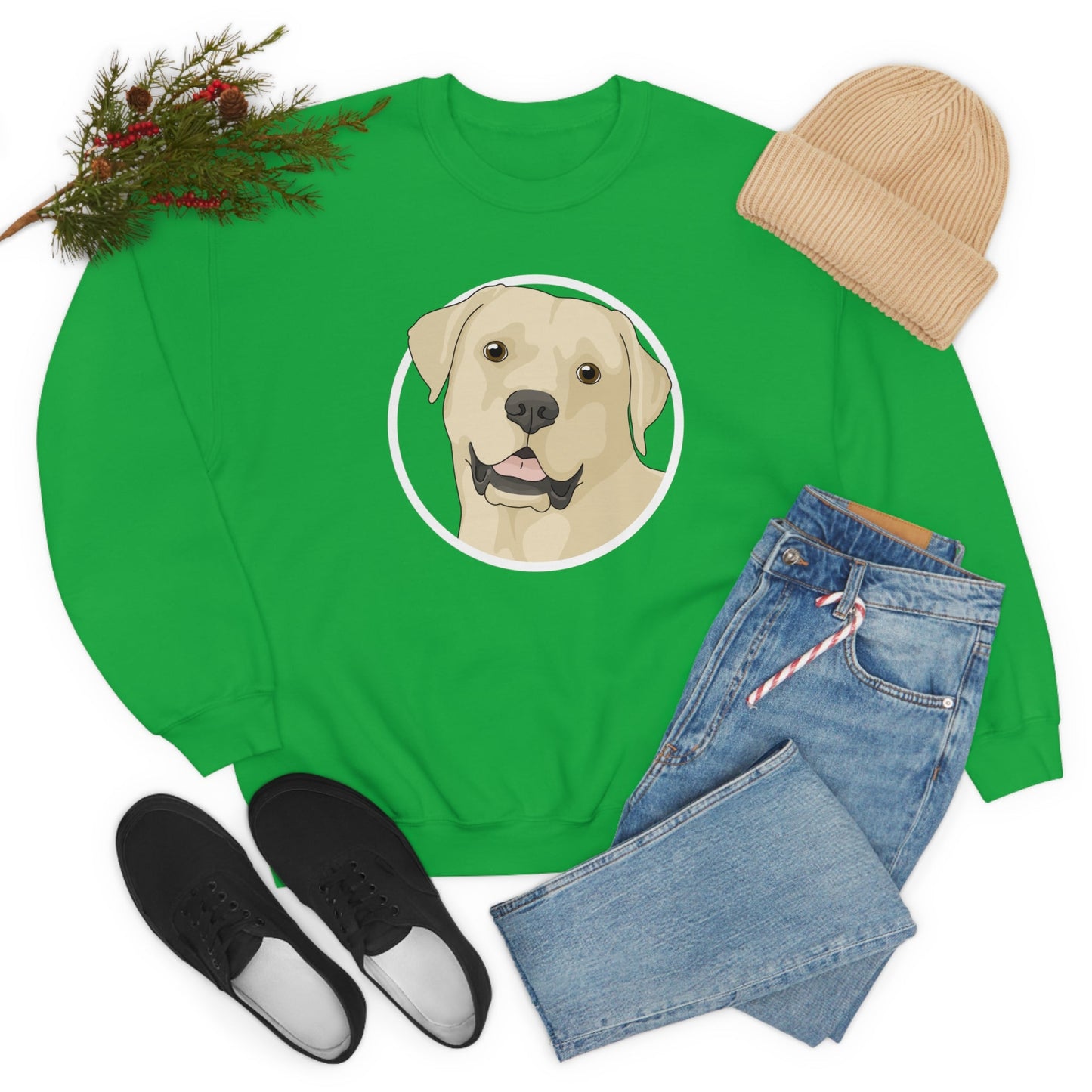 Yellow Labrador Retriever Circle | Crewneck Sweatshirt - Detezi Designs-23358271017325365562