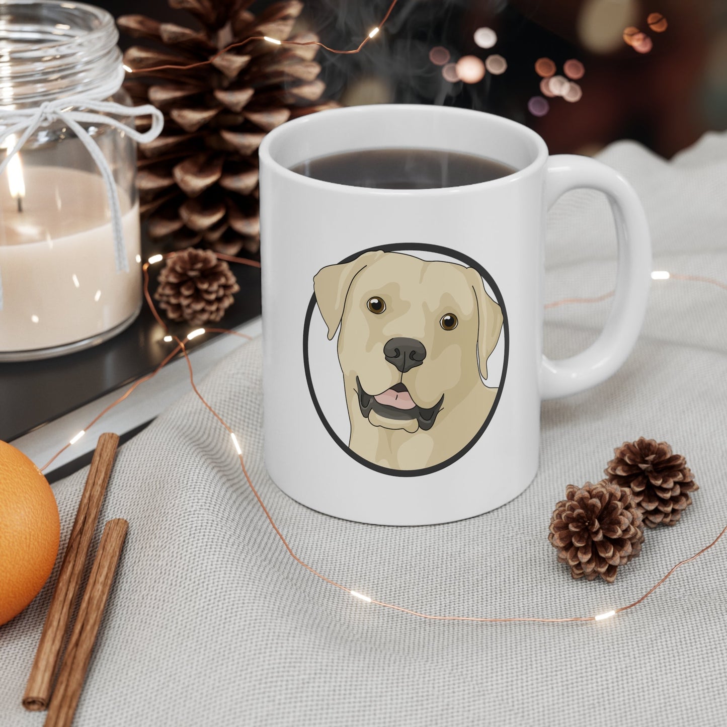 Yellow Labrador Retriever Circle | Mug - Detezi Designs-21691193008514201881