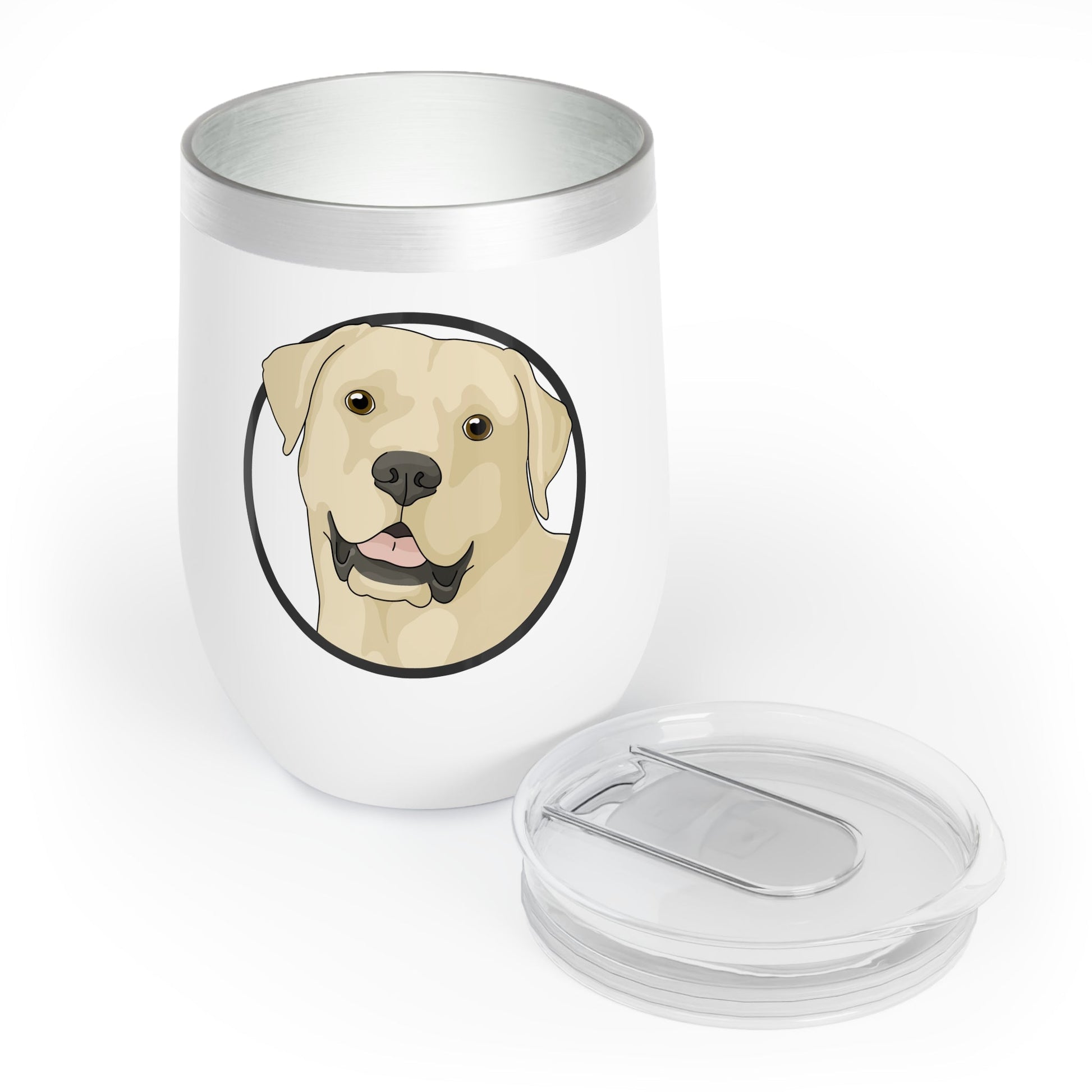 Yellow Labrador Retriever Circle | Wine Tumbler - Detezi Designs-24431631235627120817