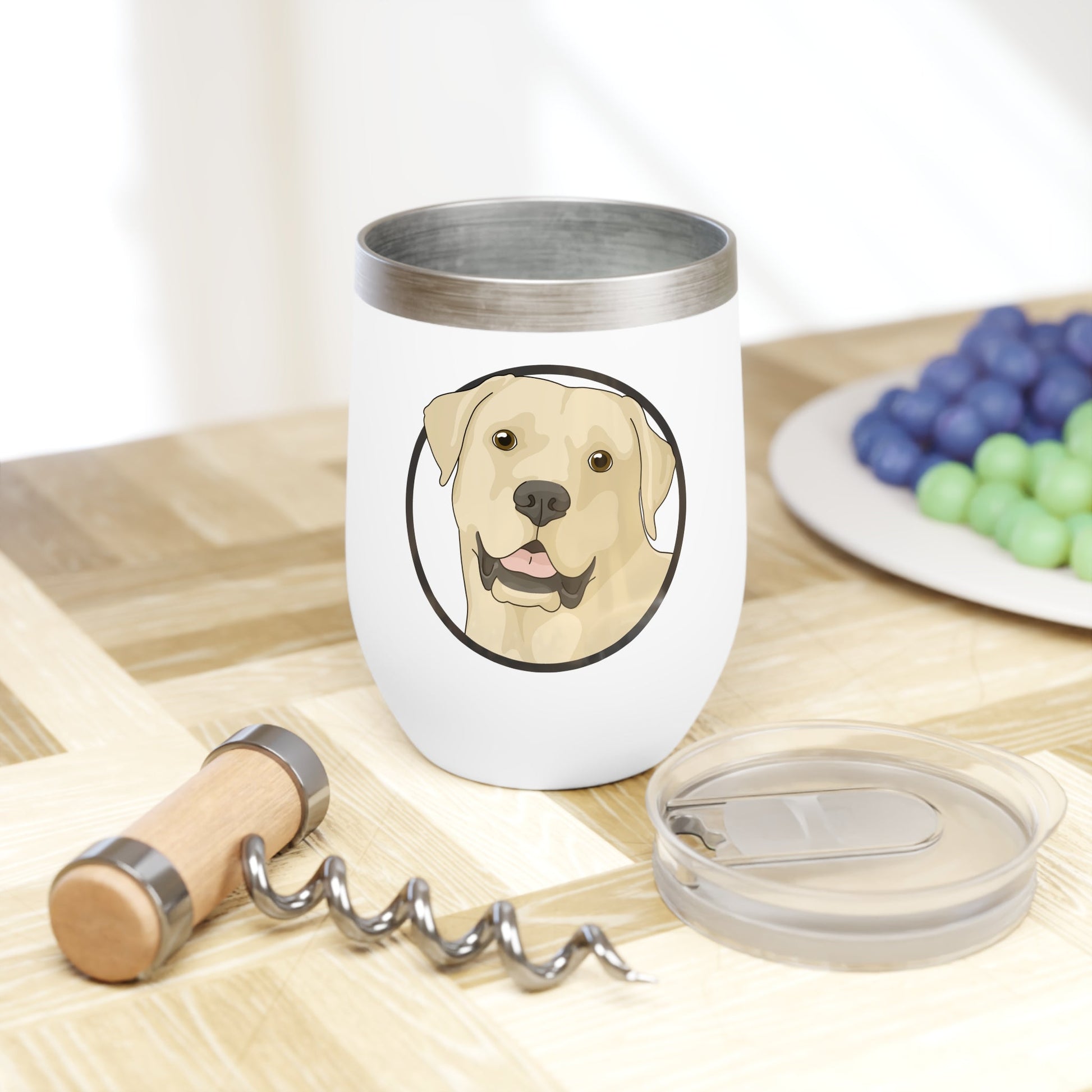 Yellow Labrador Retriever Circle | Wine Tumbler - Detezi Designs-24431631235627120817