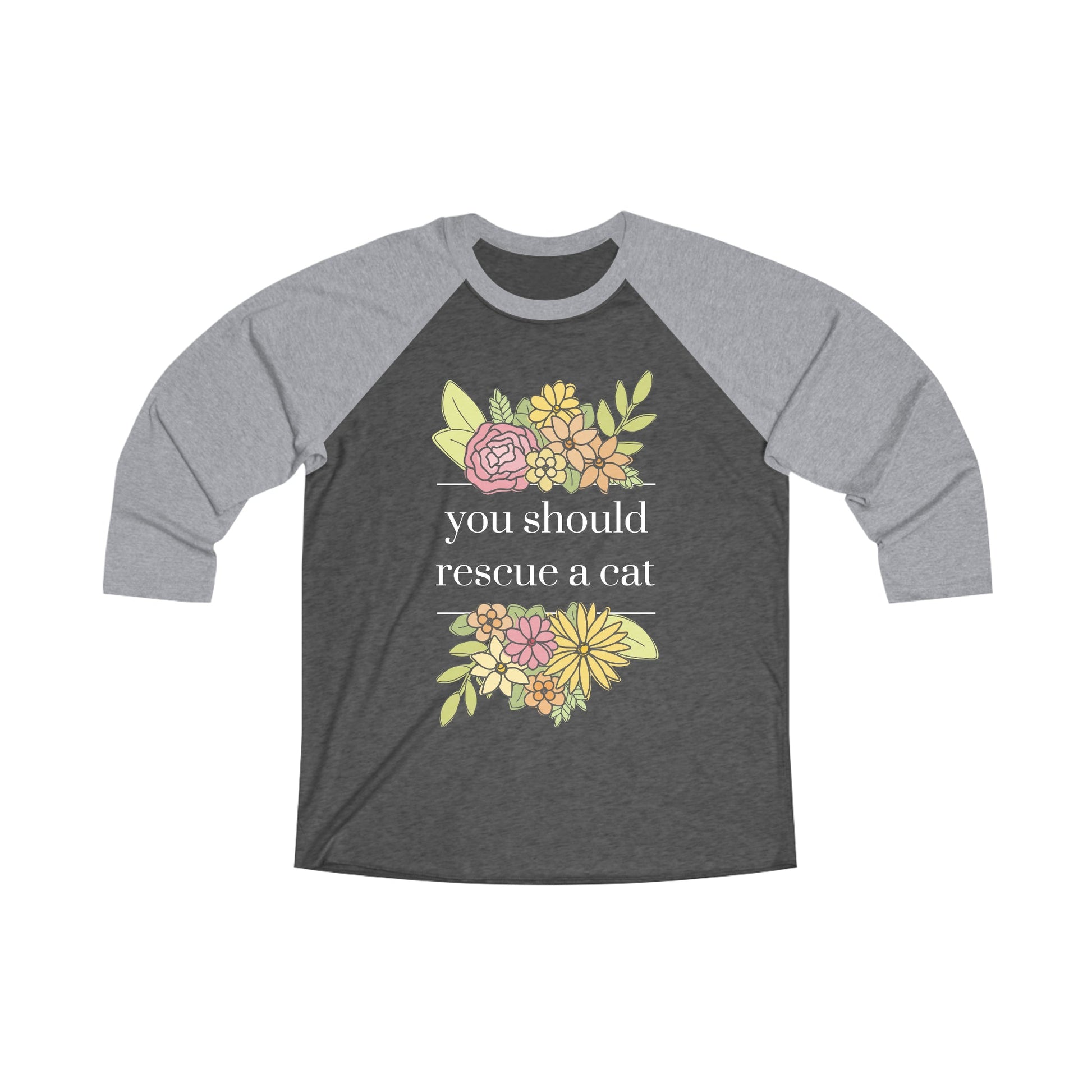 You Should Rescue A Cat | Unisex 3\4 Sleeve Tee - Detezi Designs-22231319592143373197